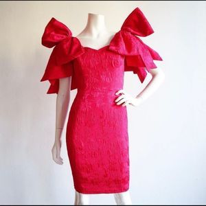 1980s Pink Emanuel Bow Dress